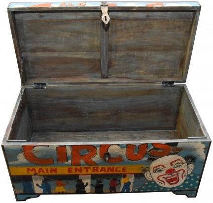 Kufri Hand Painted Vintage Circus Storage Trunk