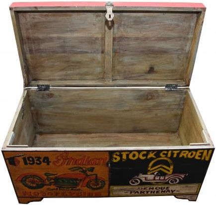 Product photograph of Kufri Hand Painted Vintage Transport Storage Trunk from Choice Furniture Superstore.