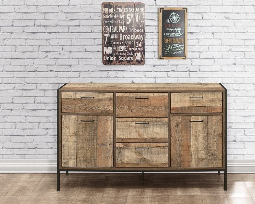 Product photograph of Birlea Urban Rustic Large Sideboard With Metal Frame from Choice Furniture Superstore.