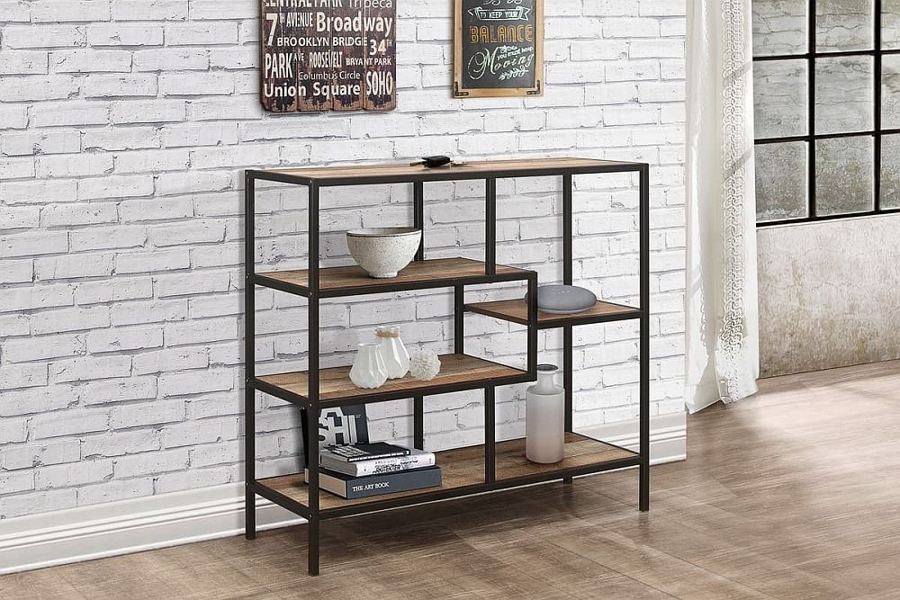 Product photograph of Birlea Urban Rustic Wide Shelving Unit With Metal Frame from Choice Furniture Superstore.
