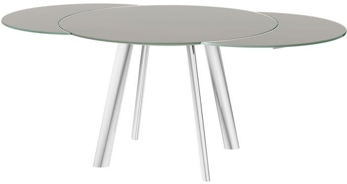 Product photograph of Omega Taupe Glass 2-6 Seater Motion Extending Dining Table from Choice Furniture Superstore.