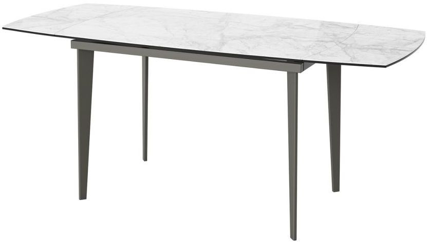 Product photograph of Horton Light Grey Marble Effect Glass Top Extending Dining Table from Choice Furniture Superstore.