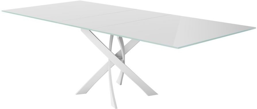 Product photograph of Gleason White Glass Top Extending Dining Table from Choice Furniture Superstore.