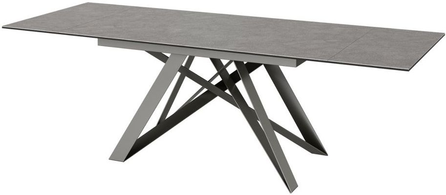 Product photograph of Elba Ceramic Effect Grey Glass Top Extending Dining Table from Choice Furniture Superstore.