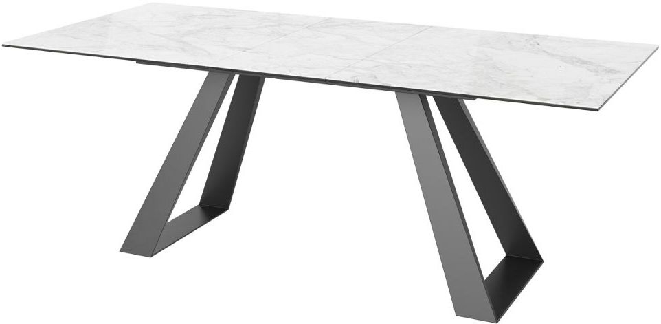 Product photograph of Eldora Light Grey Marble Effect Glass Top Extending Dining Table from Choice Furniture Superstore.