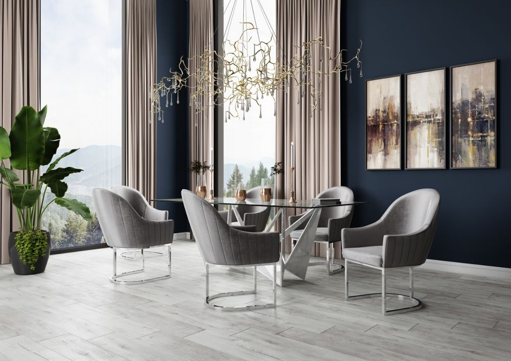 Product photograph of Stafford Velvet And Chrome Dining Chair Sold In Pairs from Choice Furniture Superstore.
