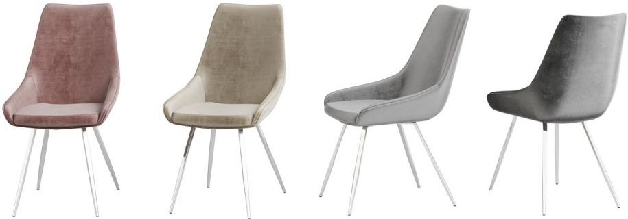 Product photograph of Lanna Mink Velvet And Chrome Dining Chair Sold In Pairs from Choice Furniture Superstore.