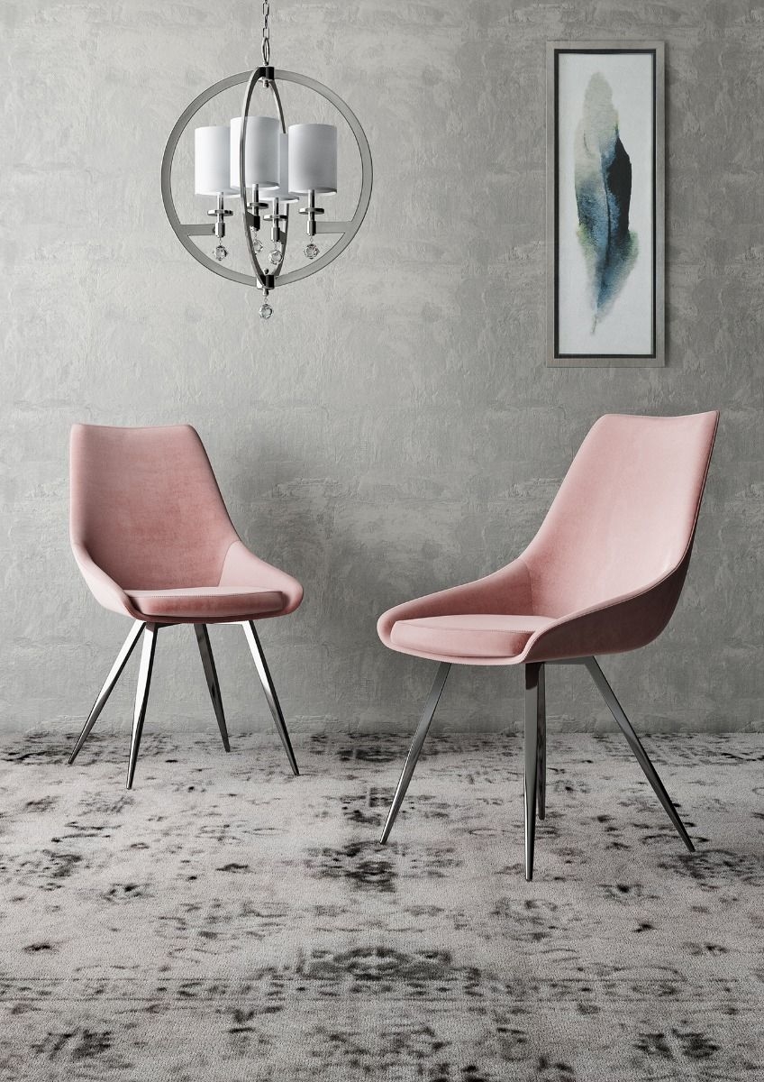 Product photograph of Lanna Pink Velvet And Chrome Dining Chair Sold In Pairs from Choice Furniture Superstore.