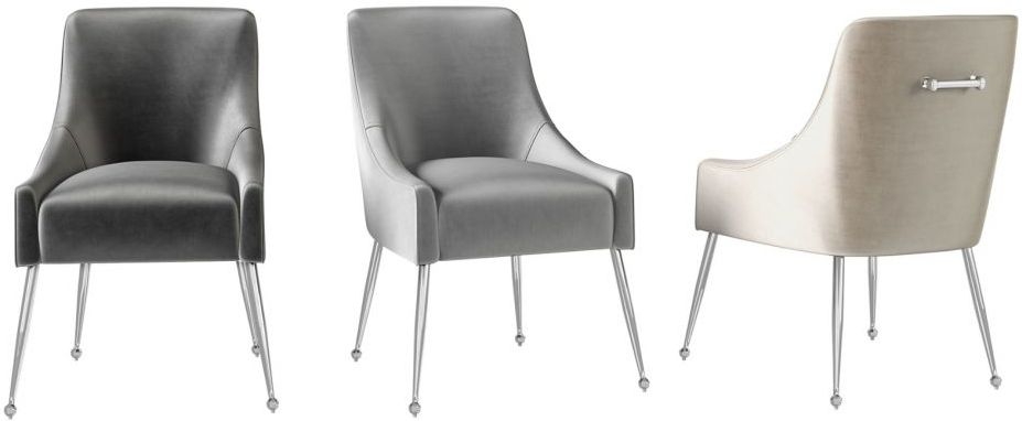 Product photograph of Claudia Silver Grey Velvet And Chrome Dining Chair Sold In Pairs from Choice Furniture Superstore.