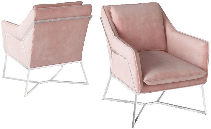 Product photograph of Lara Pink Fabric And Chrome Lounge Chair from Choice Furniture Superstore.