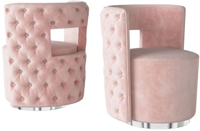 Product photograph of Bellport Pink Velvet And Chrome Lounge Chair from Choice Furniture Superstore.