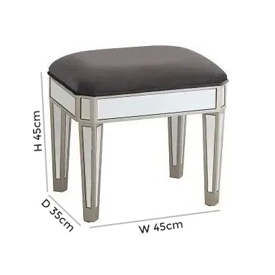 Product photograph of Vida Living Rosa Mirrored Dressing Stool from Choice Furniture Superstore.