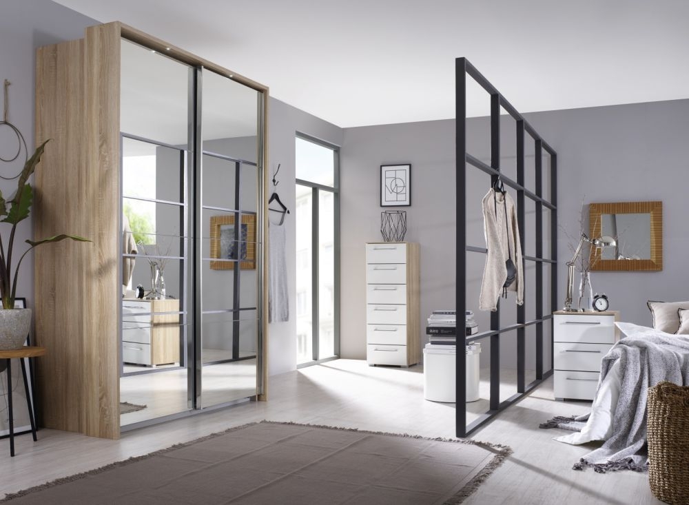 Product photograph of Ellesse Sliding Wardrobe With Full Mirror Front from Choice Furniture Superstore.