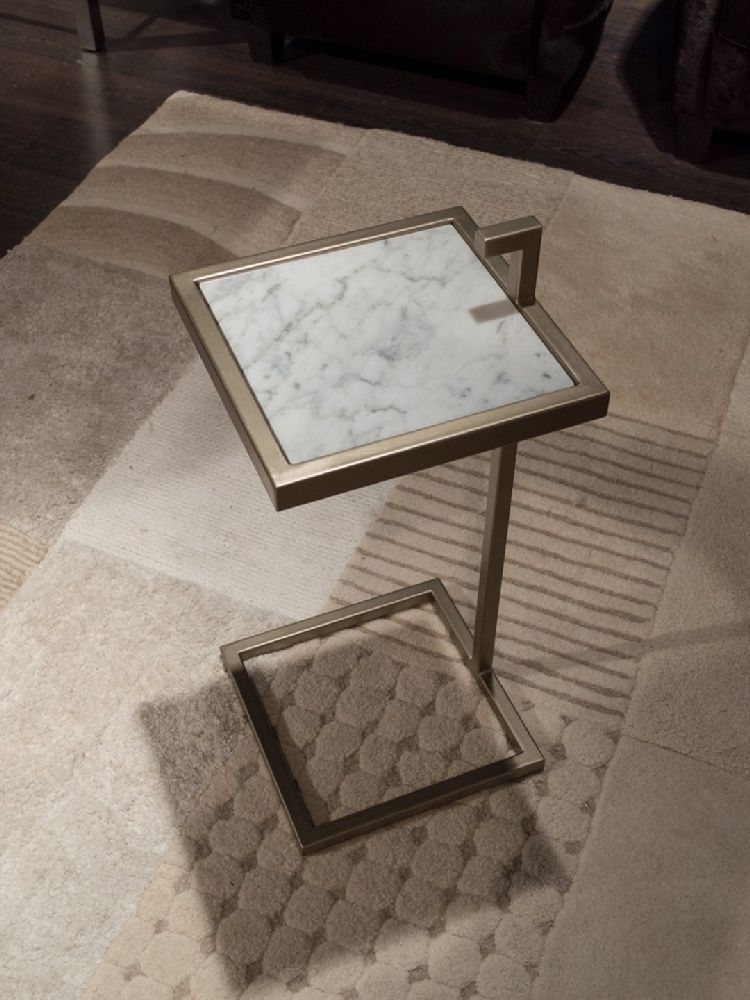 Stone International Billy Marble Square Accent Table with Metal Base