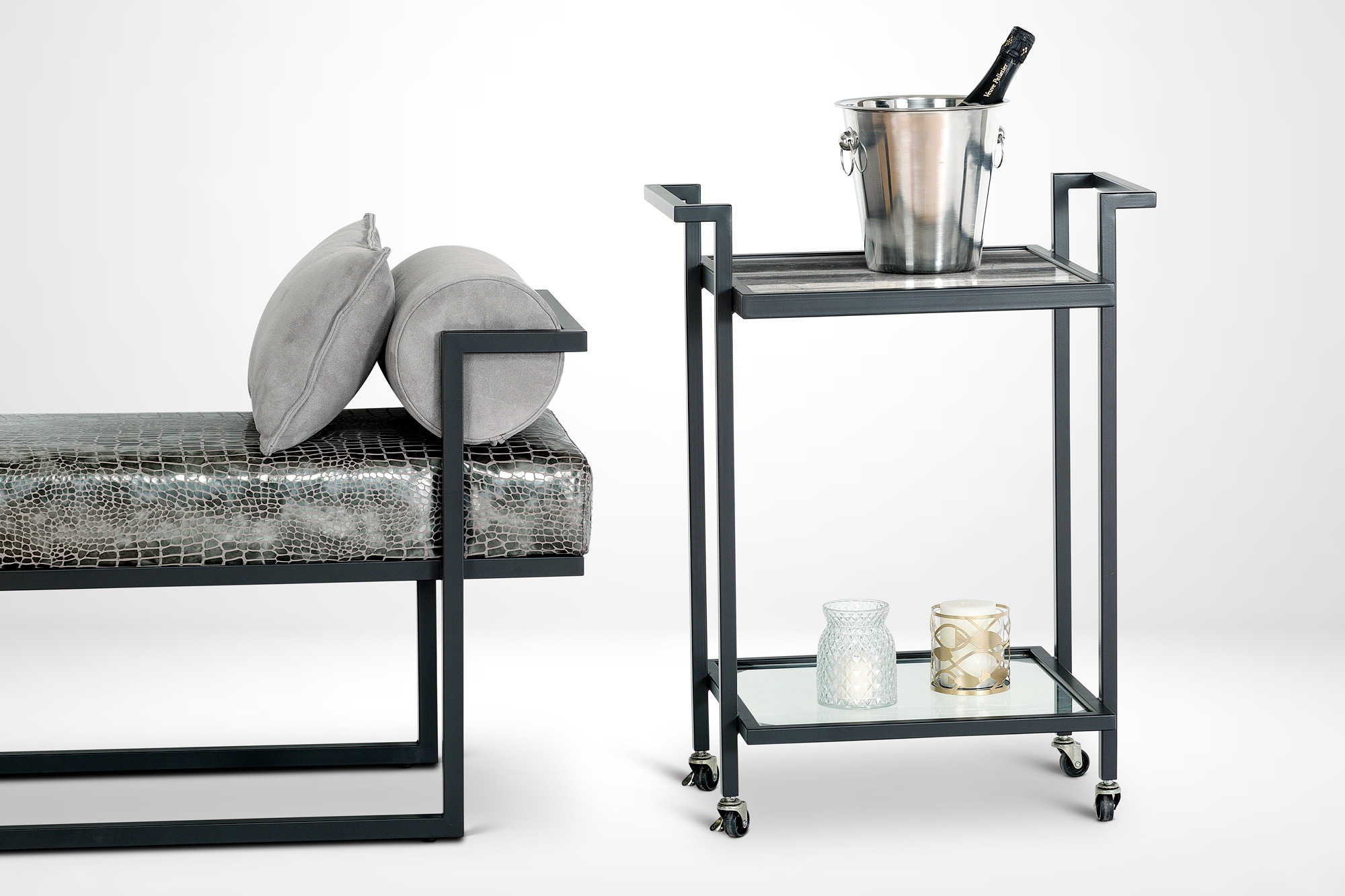 Product photograph of Stone International Billy Marble Bar Trolley With Metal Base from Choice Furniture Superstore.