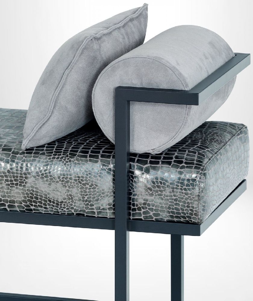 Product photograph of Stone International Billy Leather Bench With Metal Base from Choice Furniture Superstore.