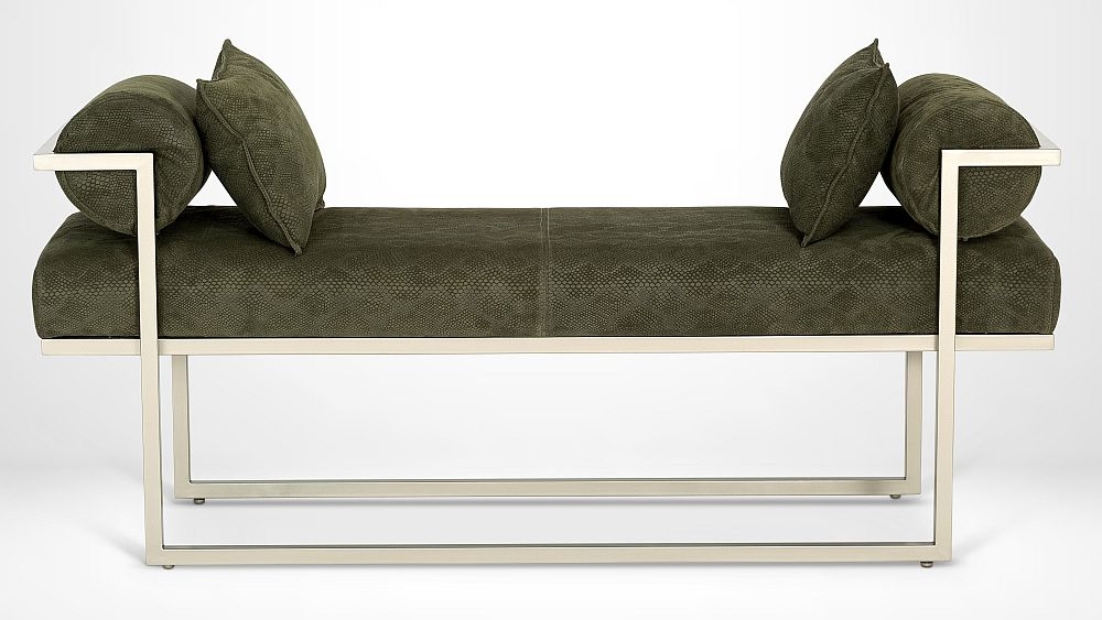 Product photograph of Stone International Billy Leather Bench With Metal Base from Choice Furniture Superstore.