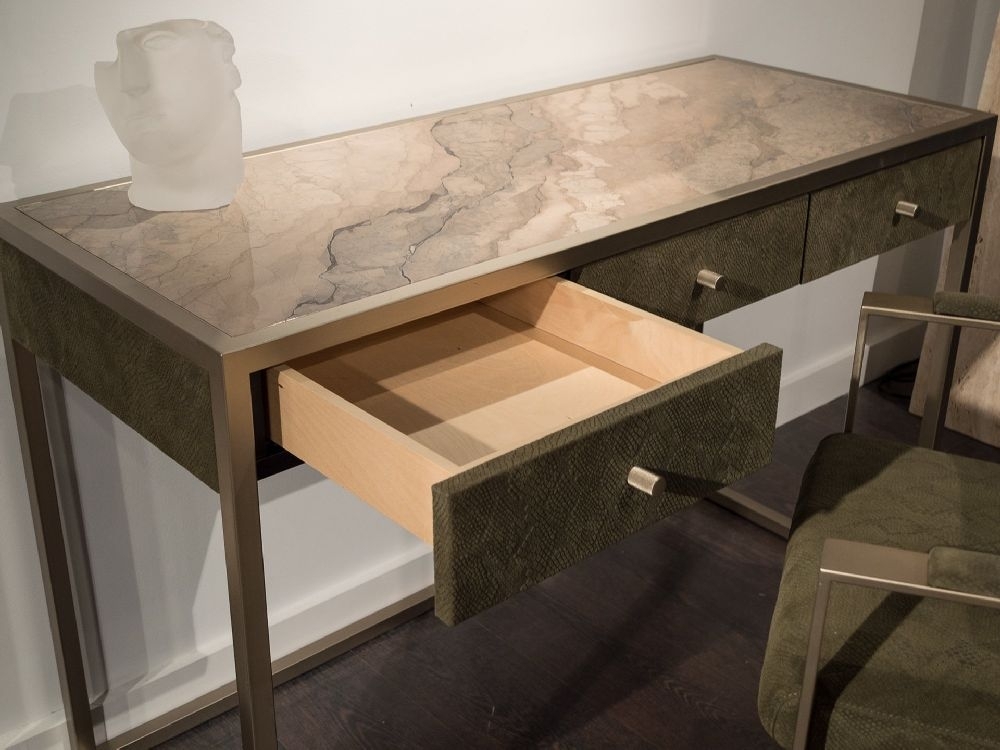 Product photograph of Stone International Billy Marble Dressing Table With Metal Base from Choice Furniture Superstore.