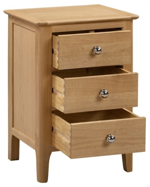 Product photograph of Cotswold Oak 3 Drawers Bedside Cabinet from Choice Furniture Superstore.