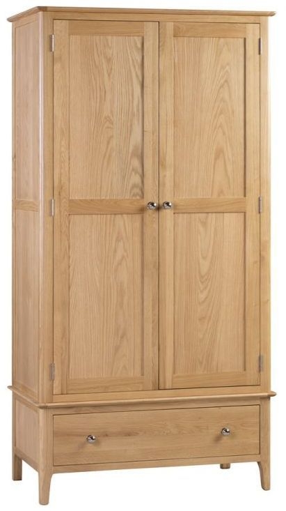 Product photograph of Cotswold Natural Satin Lacquer Oak 2 Door 1 Drawer Wardrobe from Choice Furniture Superstore.