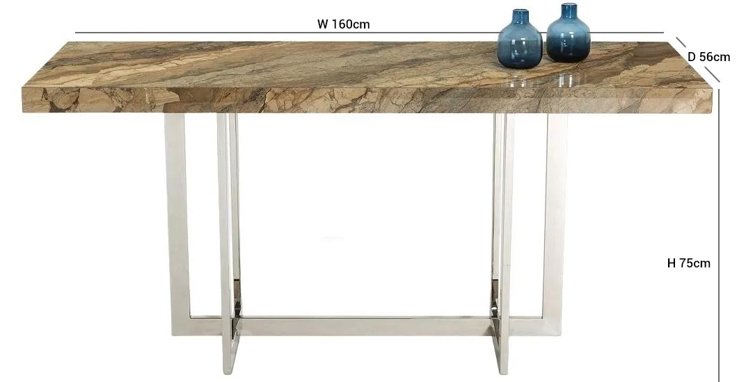Product photograph of Stone International Horizon Marble And Polished Steel Console Table from Choice Furniture Superstore.