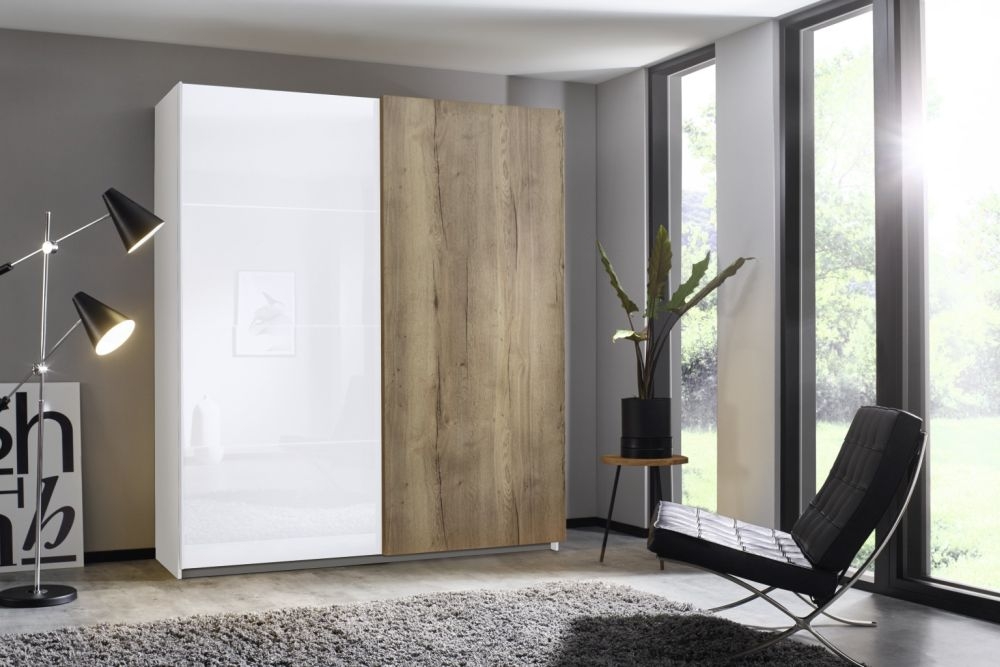 Product photograph of Halifax Sliding Wardrobe With Glass Front from Choice Furniture Superstore.