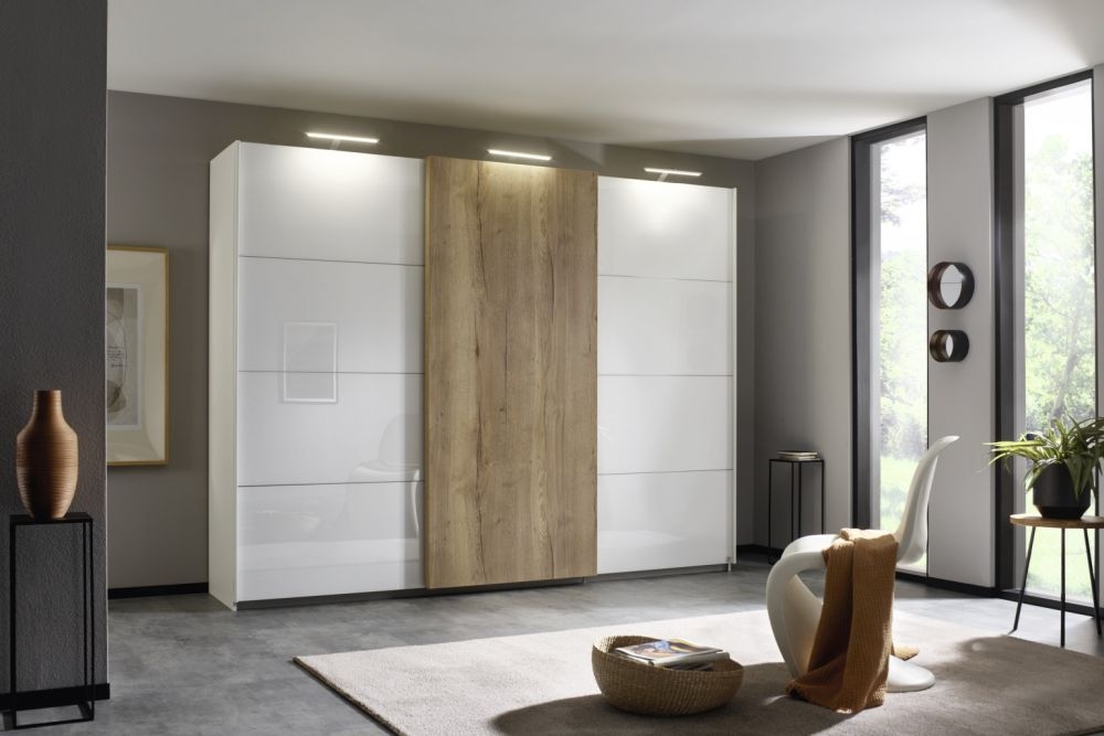 Product photograph of Halifax Sliding Wardrobe With Glass Front from Choice Furniture Superstore.