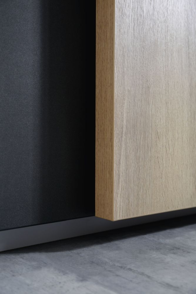 Product photograph of Halifax 2 Door Sliding Wardrobe In Metallic Grey And Oak - W 181cm from Choice Furniture Superstore.