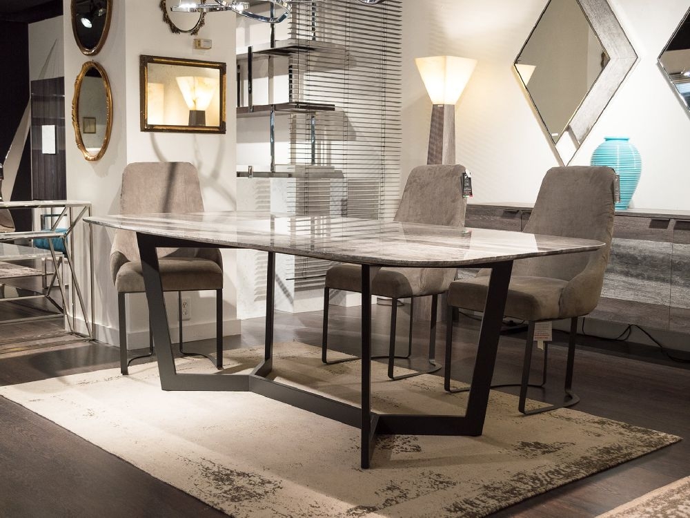 Product photograph of Stone International Oscar Marble And Metal Dining Table from Choice Furniture Superstore.