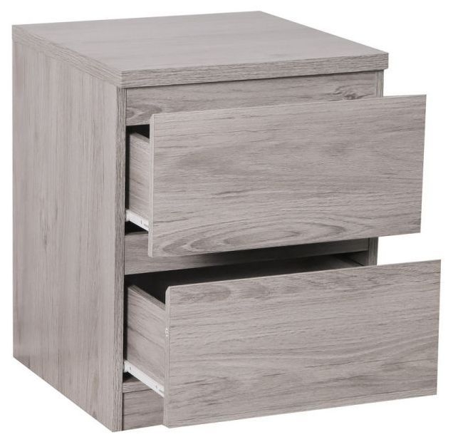 Product photograph of Jupiter Grey Oak 2 Drawer Bedside Cabinet from Choice Furniture Superstore.