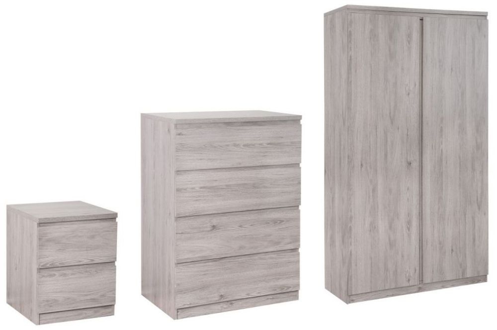 Product photograph of Jupiter Grey Oak 2 Drawer Bedside Cabinet from Choice Furniture Superstore.