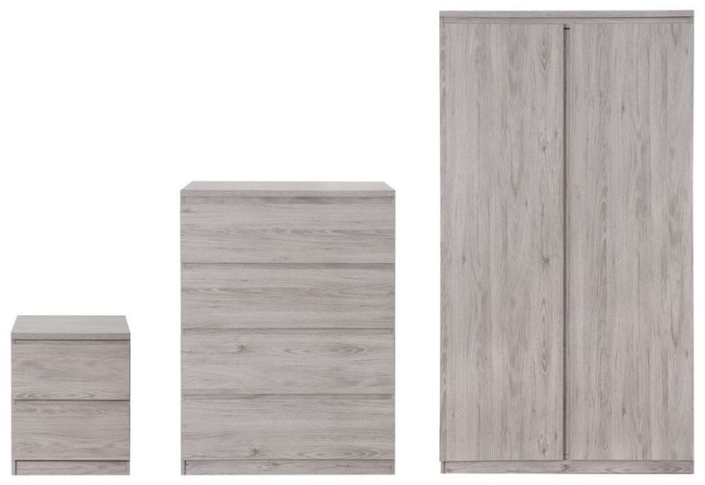 Product photograph of Jupiter Grey Oak 2 Drawer Bedside Cabinet from Choice Furniture Superstore.