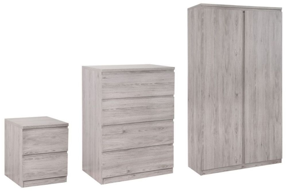 Product photograph of Jupiter 2 Door Wardrobe - Comes In Grey Oak And White Oak Options from Choice Furniture Superstore.