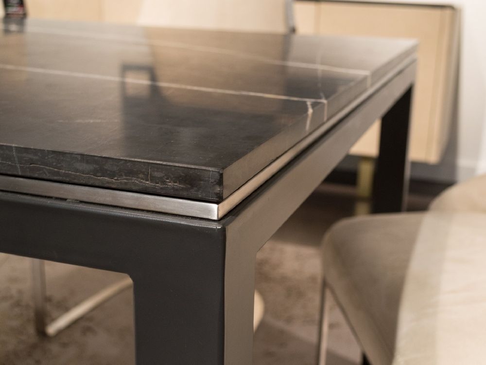 Product photograph of Stone International Stilo Marble And Metal Dining Table from Choice Furniture Superstore.