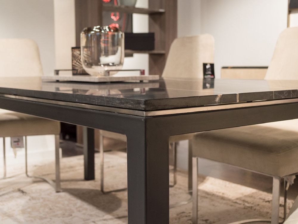 Product photograph of Stone International Stilo Marble And Metal Dining Table from Choice Furniture Superstore.