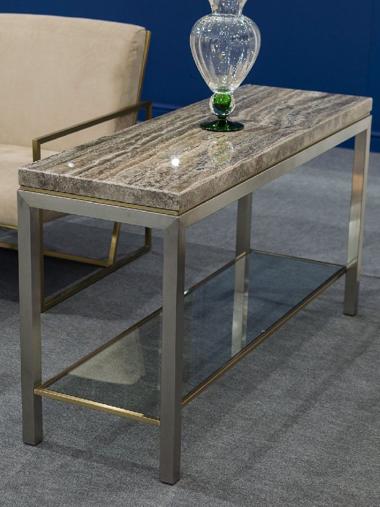 Product photograph of Stone International Stilo Marble And Metal Console Table from Choice Furniture Superstore.