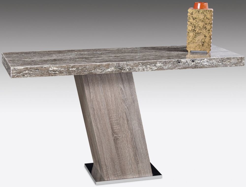 Product photograph of Stone International Vertigo Marble And Polished Stainless Steel Console Table from Choice Furniture Superstore.