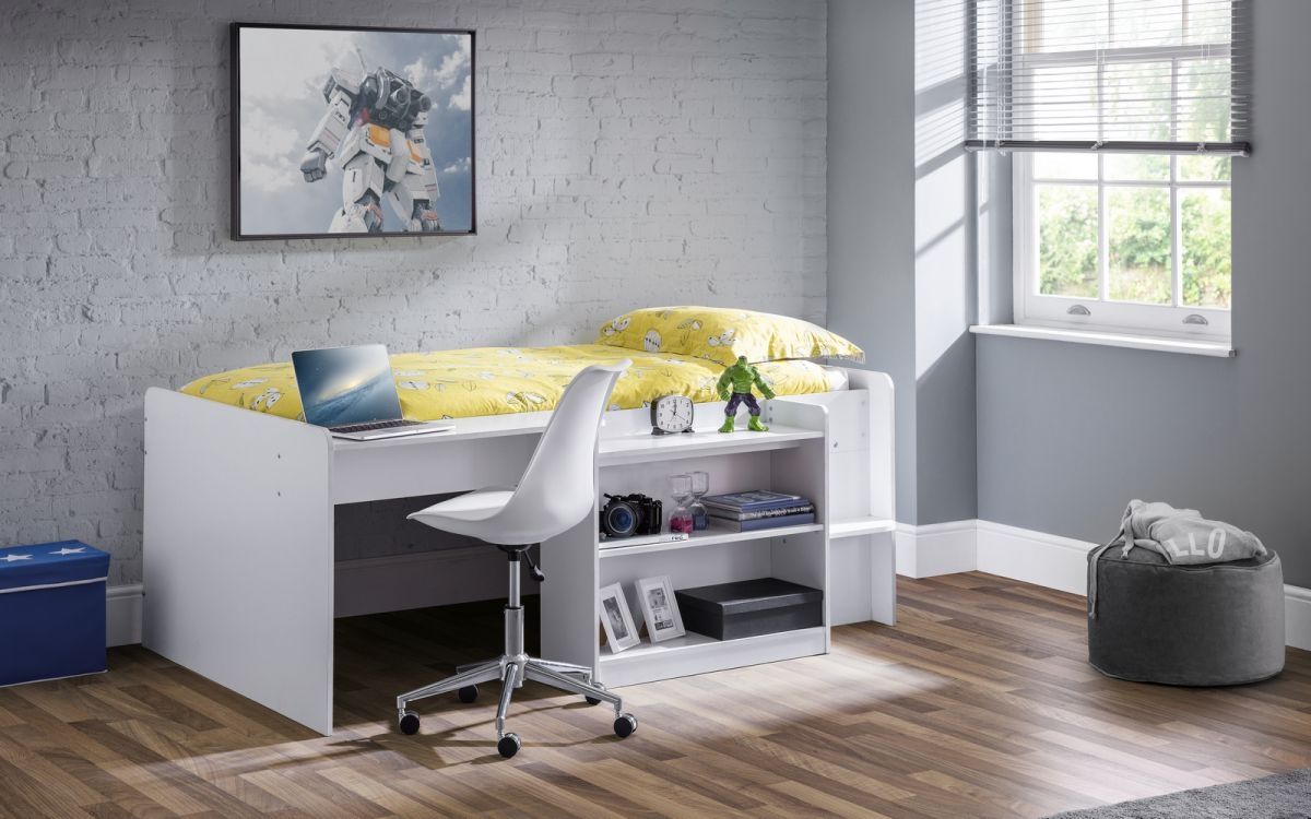 Product photograph of Neptune Matt White Midsleeper Bed from Choice Furniture Superstore.