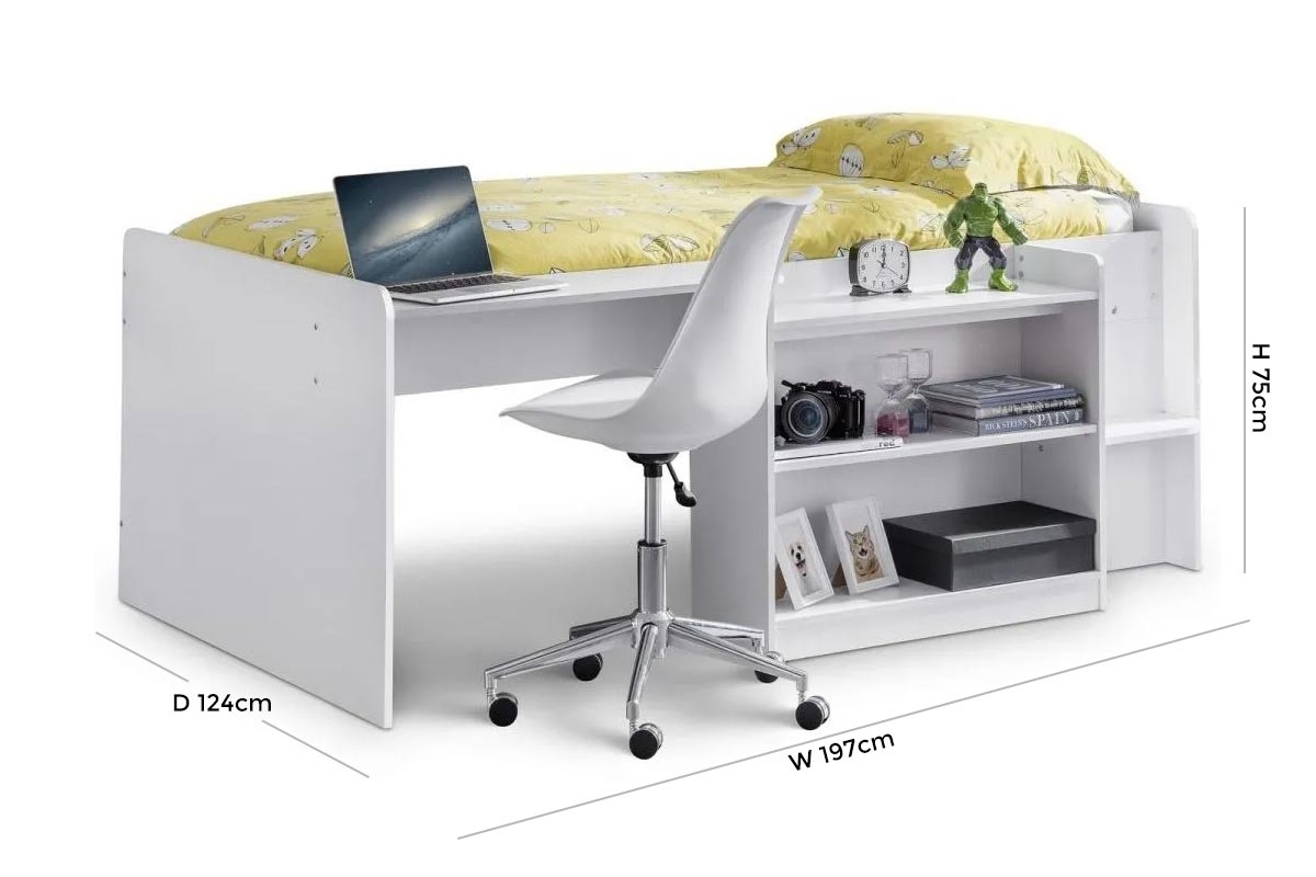 Product photograph of Neptune White Midsleeper Bed from Choice Furniture Superstore.
