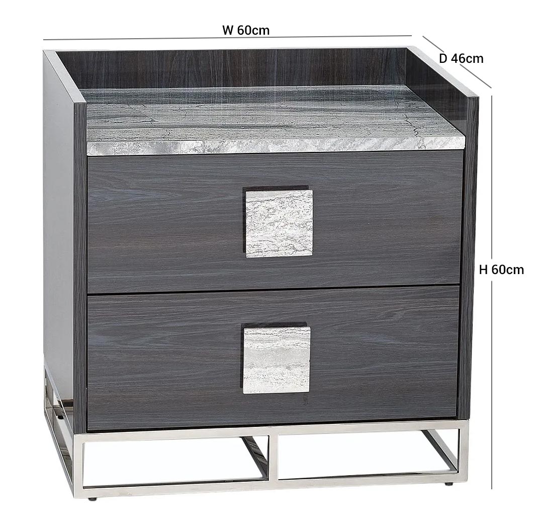 Product photograph of Elliot Marble And Wooden 2 Drawer Bedside Cabinet - Variation Available from Choice Furniture Superstore.