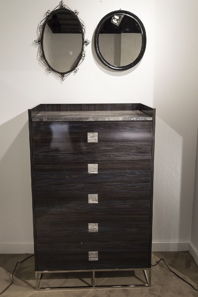 Product photograph of Stone International Elliot Marble And Polished Steel 5 Drawer Chest from Choice Furniture Superstore.