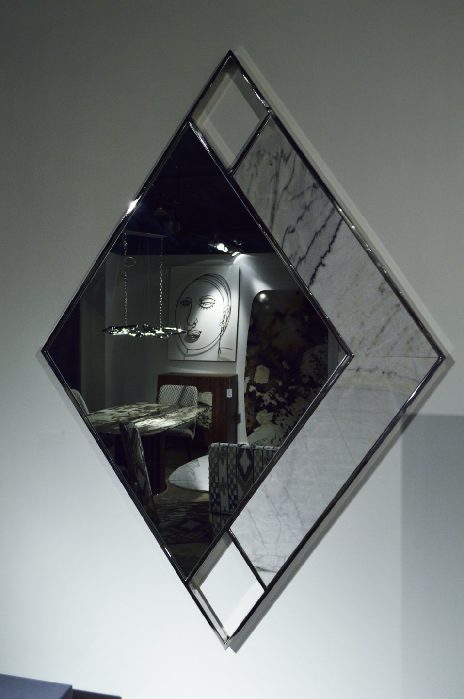 Product photograph of Stone International Marble Inlay Ego Mirror - 90cm X 130cm from Choice Furniture Superstore.