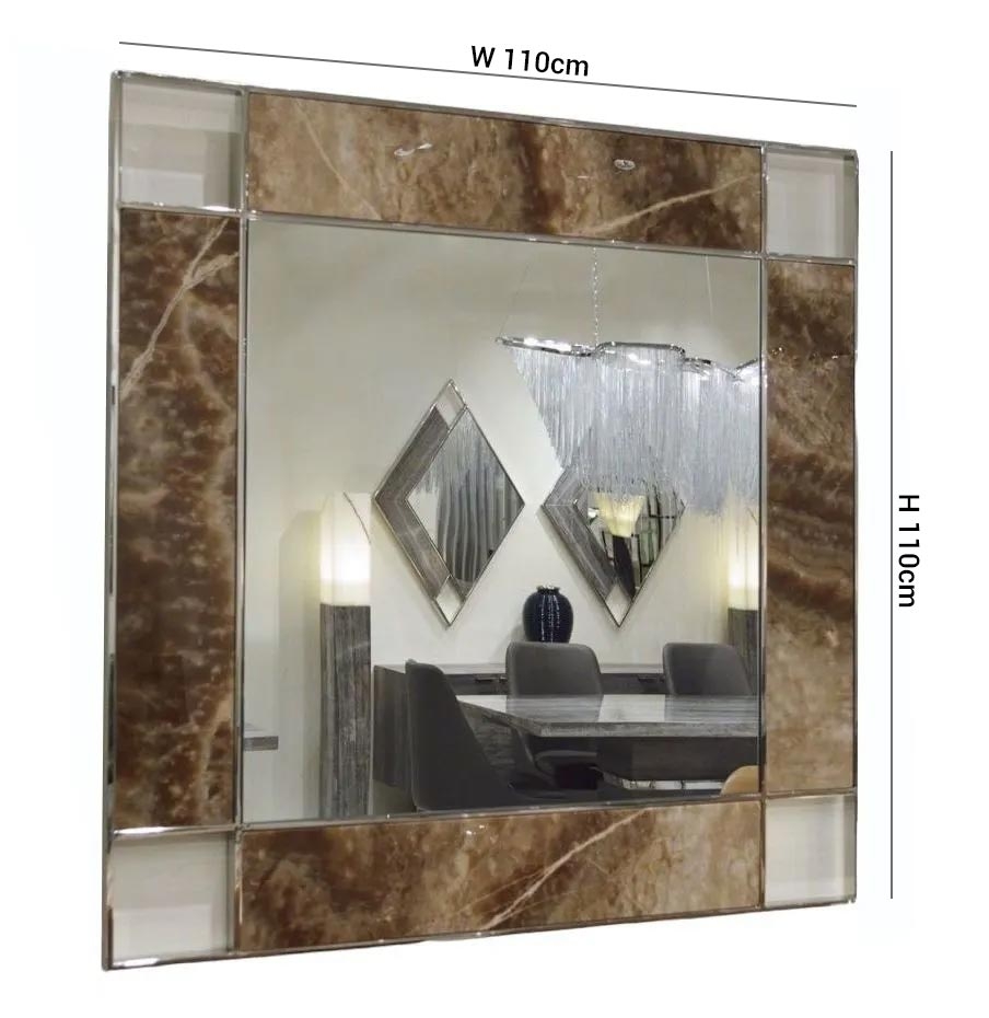 Product photograph of Stone International Marble Inlay Square Mirror - 110cm X 110cm from Choice Furniture Superstore.