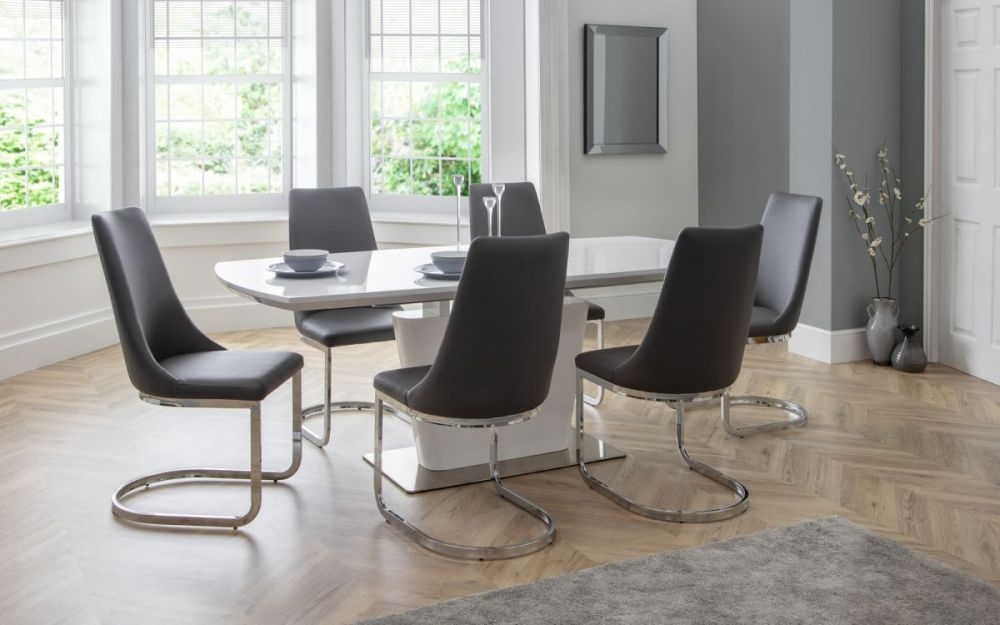 Product photograph of Como White Gloss 6-8 Seater Extending Dining Set - 4 6 Chairs Option Available from Choice Furniture Superstore.
