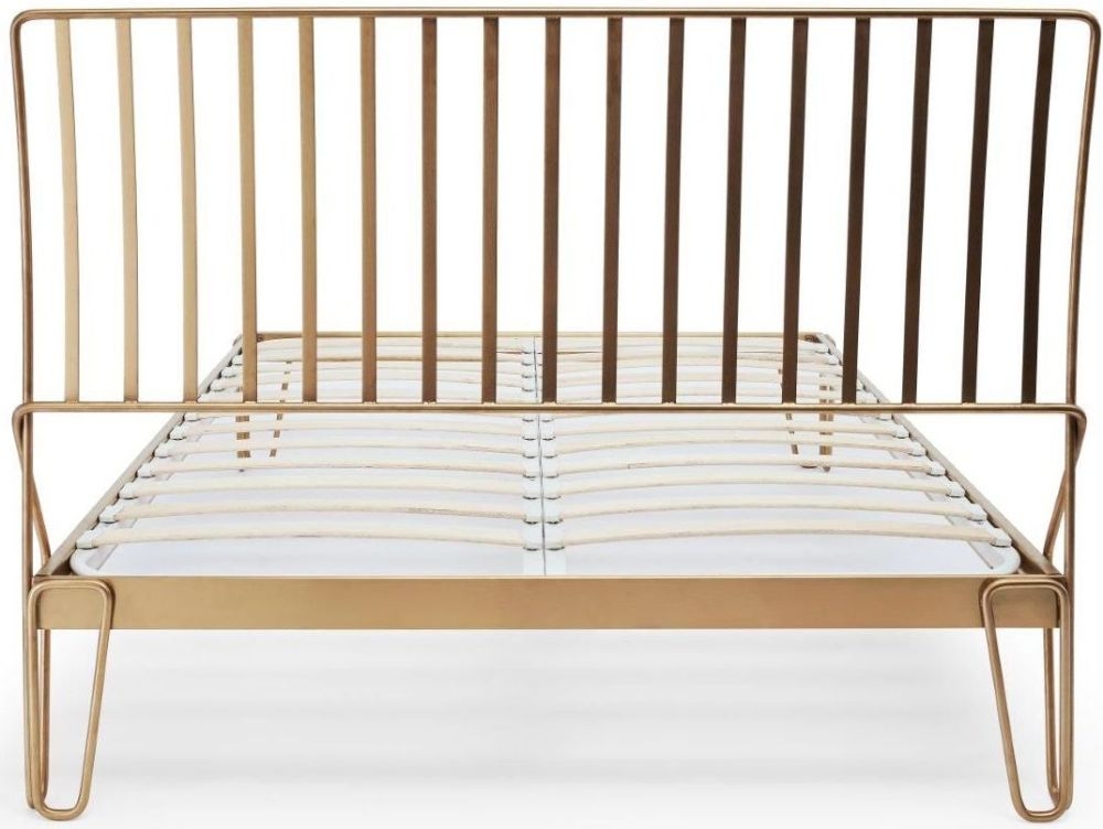 Product photograph of Gillmore Space Finn Brass Brushed Bedstead from Choice Furniture Superstore.