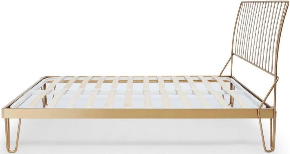 Product photograph of Gillmore Space Finn Brass Brushed Bedstead from Choice Furniture Superstore.