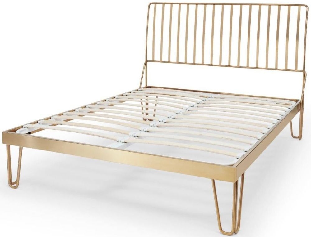 Product photograph of Gillmore Space Finn Brass Brushed Bedstead from Choice Furniture Superstore.