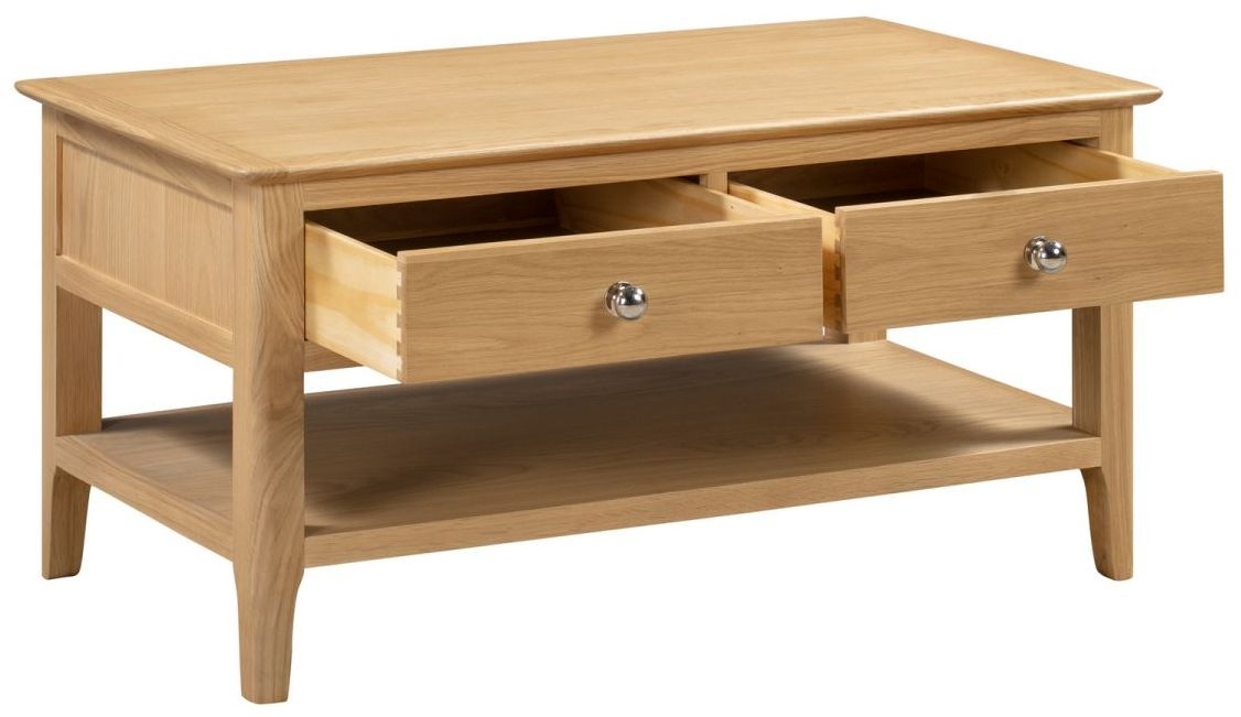 Product photograph of Cotswold Oak 2 Drawer Coffee Table from Choice Furniture Superstore.