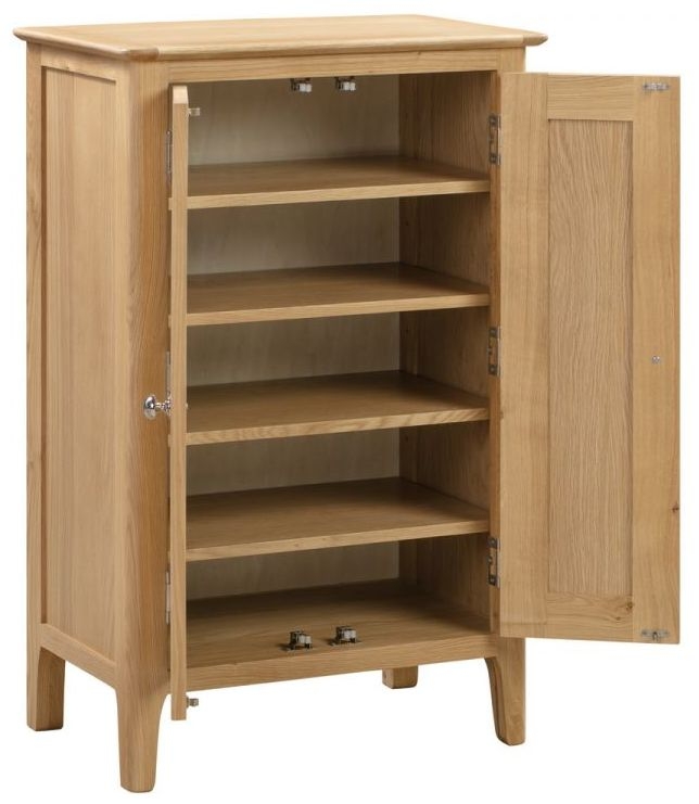 Product photograph of Cotswold Natural Satin Lacquer Oak Shoe Cupboard from Choice Furniture Superstore.