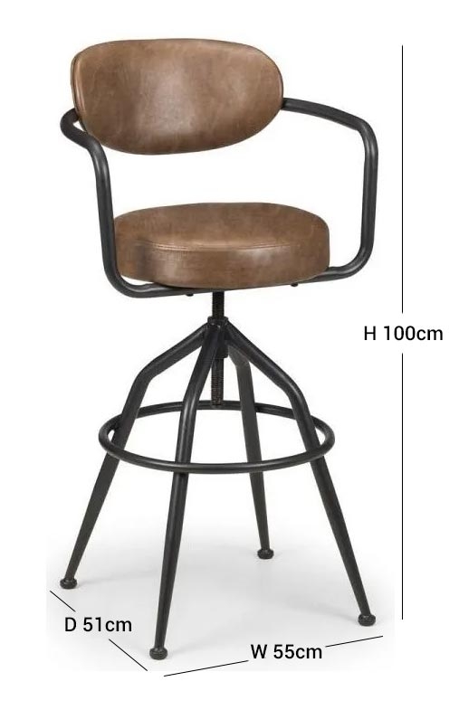 Product photograph of Barbican Brown Leather Swivel Bar Stool High Back Sold In Pairs from Choice Furniture Superstore.